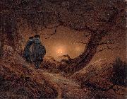 Caspar David Friedrich Two men contemplating the Moon France oil painting artist